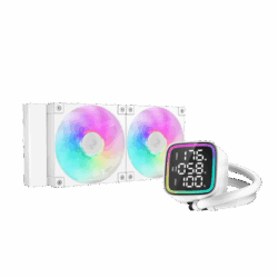 DeepCool CPU Water Cooler - LD240 WH (max 21dB; max. 122,39 m3/h; 2x12cm, LED kijelző, fehér)