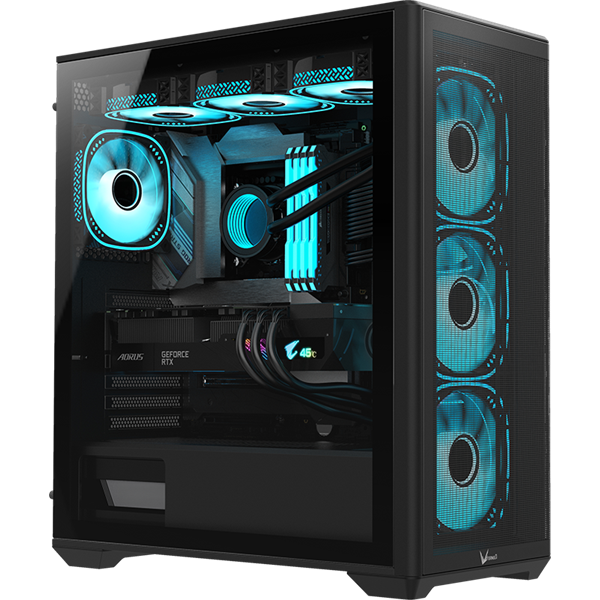 Formula Számítógépház - Air Power G5 Plus Black (fekete, ablakos, 4x12cm venti, EATX, 2xUSB3.0, 1xType-C)