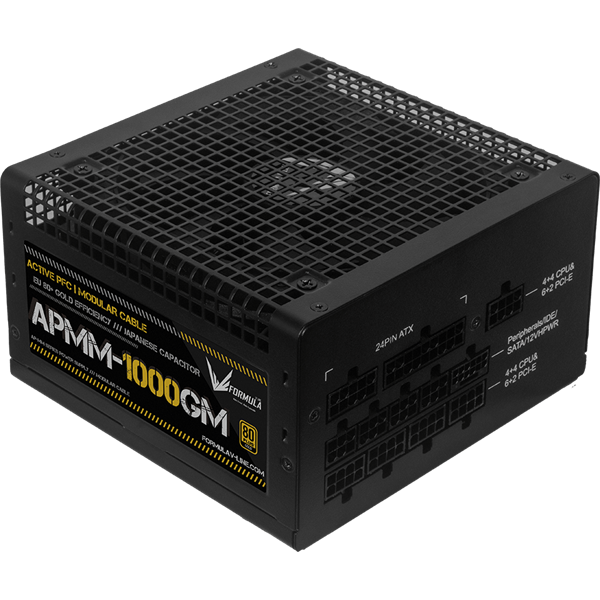 Formula Tápegység 1000W - APMM-1000GM (80 Plus Gold, ATX3.1/PCIe 5.1, Aktív PFC, 14cm, Full Moduláris) 1 Formula Tápegység 1000W - APMM-1000GM (80 Plus Gold, ATX3.1/PCIe 5.1, Aktív PFC, 14cm, Full Moduláris)