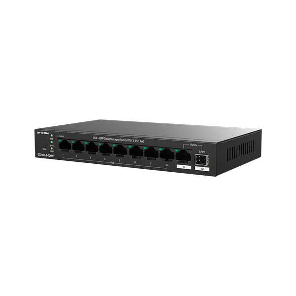IP-COM Switch Menedzselhető PoE - G2210P-8-102W (9x1Gbps; 8 af/at PoE+ port; 110W; 1x 1Gbps SFP) 1 IP-COM Switch Menedzselhető PoE - G2210P-8-102W (9x1Gbps; 8 af/at PoE+ port; 110W; 1x 1Gbps SFP)