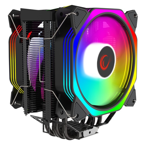 Rampage CPU Cooler - OCTAGON C60 (max 40dB, 96,84 m3/h, 4 pin csatlakozó, 2x12cm, A-RGB, LED, fekete)