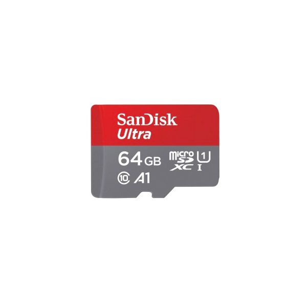 SanDisk MicroSD kártya - 64GB microSDXC Ultra Android (140MB/s, Class 10 UHS-I, A1) + adapter