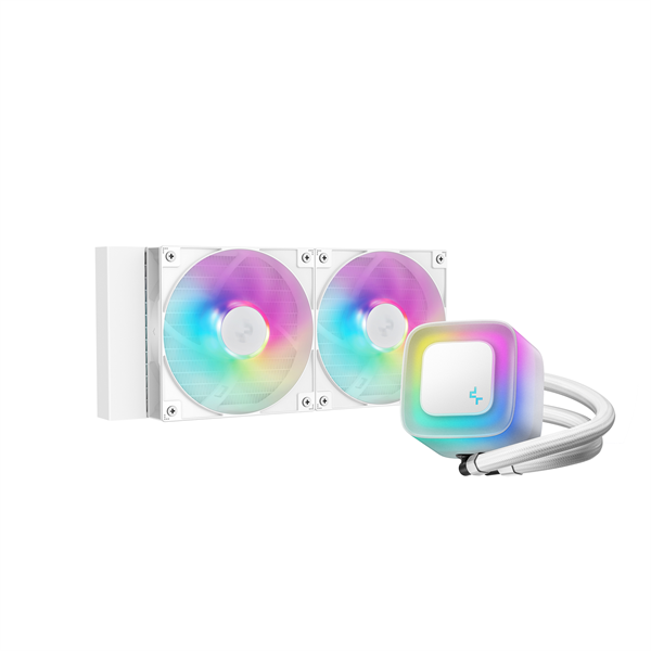DeepCool CPU Water Cooler - LE240 WH V2 (max 31,6dB; max. 128,93 m3/h; 2x12cm, A-RGB LED, fehér)