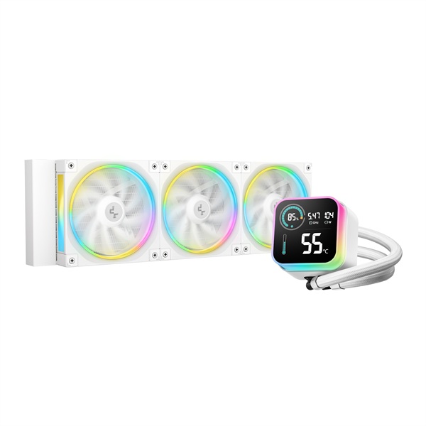 DeepCool CPU Water Cooler - LQ360 WH (max 21dB; max. 122,39 m3/h; 3x12cm, LED kijelző, fehér) 1 DeepCool CPU Water Cooler - LQ360 WH (max 21dB; max. 122,39 m3/h; 3x12cm, LED kijelző, fehér)
