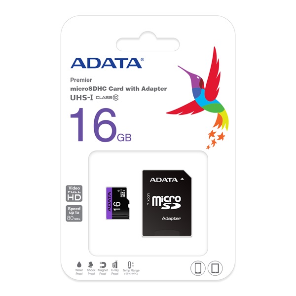ADATA MicroSD kártya - 16GB microSDHC UHS-I Class10 (R/W: 80/10 MB/s) + adapter 1 ADATA MicroSD kártya - 16GB microSDHC UHS-I Class10 (R/W: 80/10 MB/s) + adapter