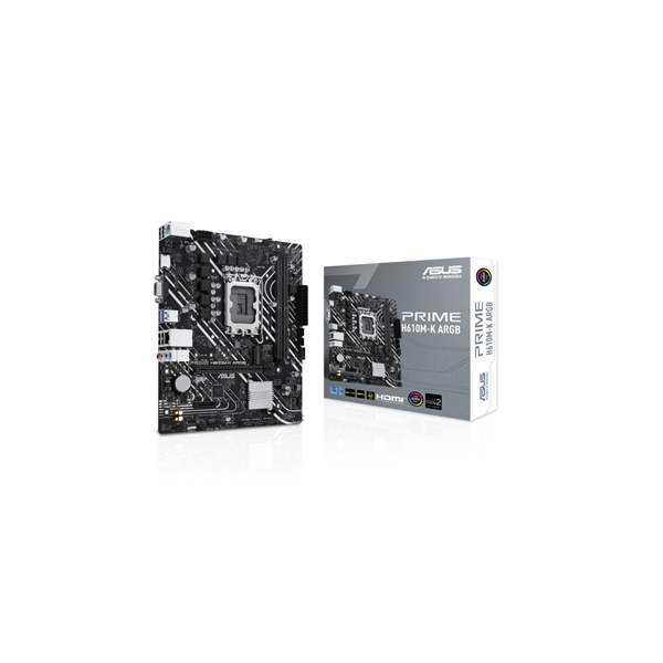 Asus Alaplap - Intel PRIME H610M-K ARGB (H610, 2xDDR5 5600MHz, 1Gb LAN, 4xSATA3, 1xM.2, HDMI+VGA)