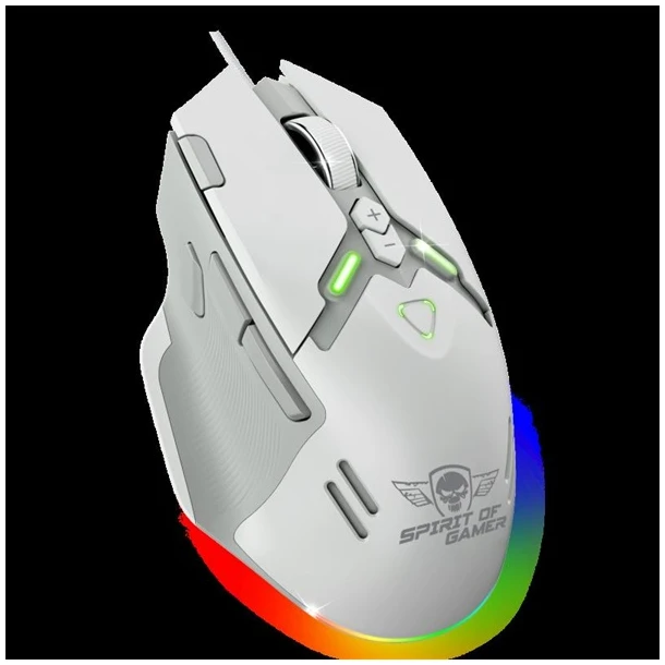 Spirit of Gamer Egér - ELITE-M60 White (Optikai, 20000 DPI, 1000Hz, 9 programozható gomb, RGB, vezetékes, fehér)