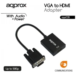 APPROX Átalakító - VGA to HDMI Adapter + audio input