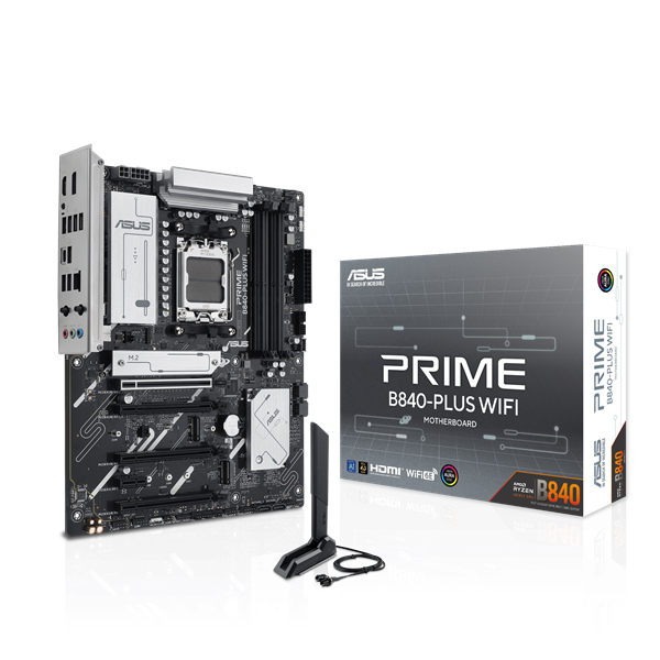 Asus Alaplap - AMD PRIME B840-PLUS WIFI AM5 (B840, ATX, 4xDDR5 7600+MHz, 4xSATA3, 3x M.2, HDMI+DP)