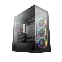 DeepCool Számítógépház - CG580 4F V2 (fekete, ablakos, 4x12cm A-RGB, BTF, ATX, 2xUSB3.0, 1xUSB2.0)