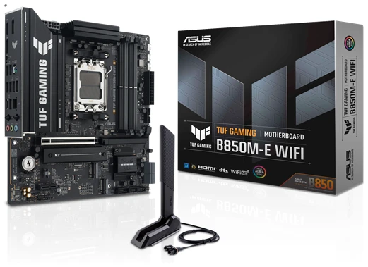 Asus Alaplap - AMD TUF GAMING B850M-E WIFI AM5 (B850, MicroATX, 4xDDR5 8000+MHz, 4xSATA3, 3x M.2, HDMI+2xDP) 1 Asus Alaplap - AMD TUF GAMING B850M-E WIFI AM5 (B850, MicroATX, 4xDDR5 8000+MHz, 4xSATA3, 3x M.2, HDMI+2xDP)
