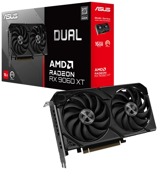 Asus Videokártya - AMD DUAL-RX9060XT-16G (16384MB, GDDR6, 128bit, HDMI, 2xDP+HDMI)