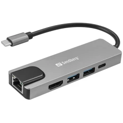 Sandberg Notebook Dokkoló - USB-C 5in1 Travel Dock Saver