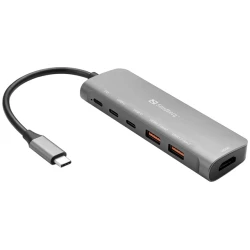 Sandberg Notebook Dokkoló - USB-C Dock HDMI + 2xUSB-A + 2xUSB-C + PD100W