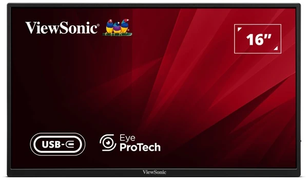 ViewSonic Portable Monitor 15,6" - VA1650 (IPS,16:9, 1920x1080, 7ms, 250cd/m2, HDMI, 2xUSB-C, tok)