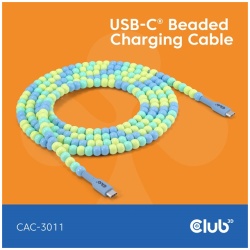Club 3D Kábel - CAC-3011 (USB-C, PD 240W, 20Gbps, 4K60Hz, kék, M/M, 2m)