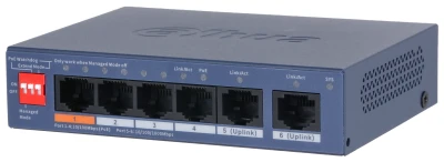 Dahua switch PoE - CS4006-4ET2GT-60 (Cloud Menedzsment; 4x1Gbps PoE; + 2x 1Gbps uplink, 60W)