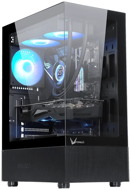 Formula Számítógépház - Crystal Z1+ Black ARGB (fekete, ablakos, 3x12cm venti, ATX, 1xUSB3.0, 1xUSB2.0)