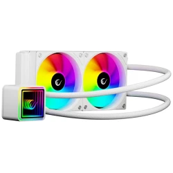 Rampage CPU Water Cooler - INFINITE V240 (Mágneses kijelző, 36,9dB max., 98,54 m3/h; 2x12cm, A-RGB LED, fehér)