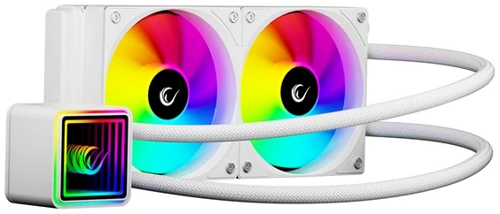 Rampage CPU Water Cooler - INFINITE V240 (Mágneses kijelző, 36,9dB max., 98,54 m3/h; 2x12cm, A-RGB LED, fehér)