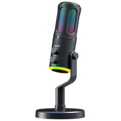The G-Lab Mikrofon - K-MIC-NEON (3.5mm Jack csatlakozó, RGB, DUAL-CHANNEL CARDIOID, ENC, fekete)