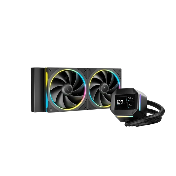 DeepCool CPU Water Cooler - LM240 (max 36.07dB; max. 112,52 m3/h; 2x12cm, LED kijelző, fekete)
