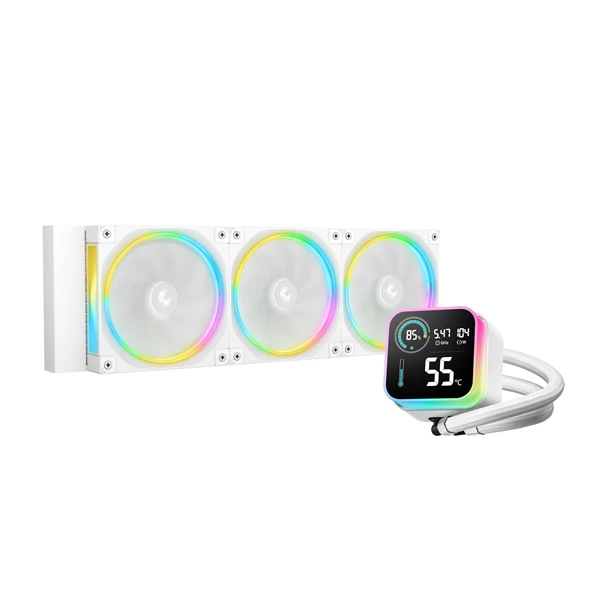 DeepCool CPU Water Cooler - LQ360 ULTRA WH ARGB (max 35.63dB; max. 124,72 m3/h; 3x12cm, LED kijelző, fehér)