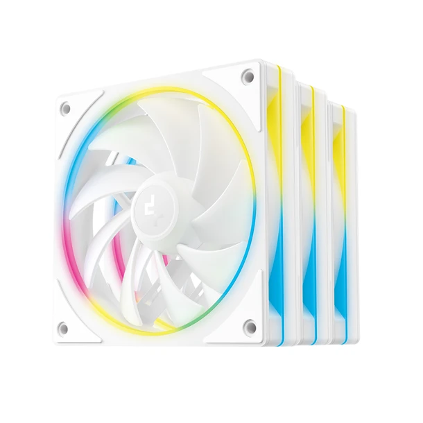 DeepCool Cooler 12cm - FL12 SE WH (3in1) (28.67dB; max.86,20 m3/h; 3x12cm, 3pin; hydro bearing, ház hűtésre, RGB, PWM)