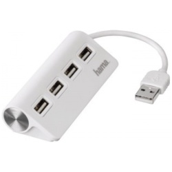 Hama USB HUB - 200120 (4x USB-A, USB 2.0, fehér)