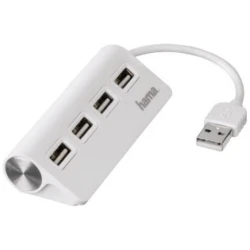 Hama USB HUB - 200120 (4x USB-A, USB 2.0, fehér)
