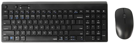 Rapoo Billentyűzet/Optikai Egér Szett - 192502 8050T (vezeték nélküli, multimode, 1300 DPI, HU, fekete)