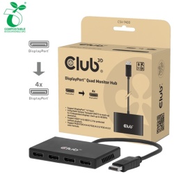 Club 3D Átalakító - CSV-7400 (DisplayPort to 4x DisplayPort, 8K30Hz)
