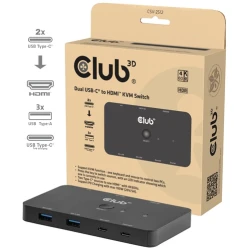 Club 3D KVM Switch - CSV-2512 (USB-C to 4xHDMI 4K60Hz, Alternate Mode, 5 Gbps, 100W)