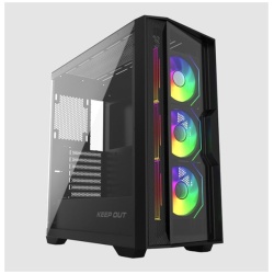 KEEP OUT Számítógépház - XC-500 GLASS (fekete, ablakos, 3x12cm ARGB venti, EATX, microATX, 2xUSB2.0, 1xUSB3.0)