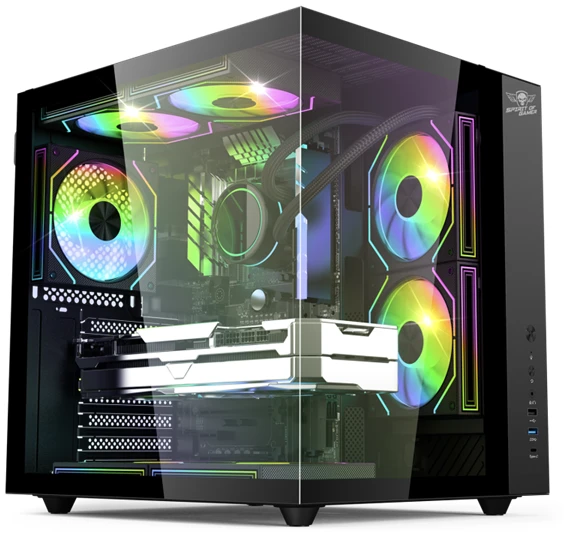 Spirit of Gamer Számítógépház - BANDIT GT (fekete, ablakos, 3x12cm ventilátor, alsó táp,  ATX, 1x USB-C, 3x USB-A)
