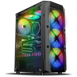 Spirit of Gamer Számítógépház - REBEL XT Black (fekete, ablakos, 4x12cm ventilátor, alsó táp, ATX, 1xUSB3.0, 2xUSB2.0)