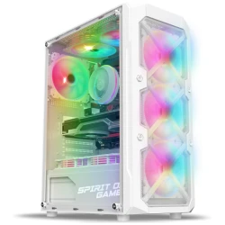 Spirit of Gamer Számítógépház - REBEL XT White (fekete, ablakos, 4x12cm ventilátor, alsó táp, ATX, 1xUSB3.0, 2xUSB2.0)