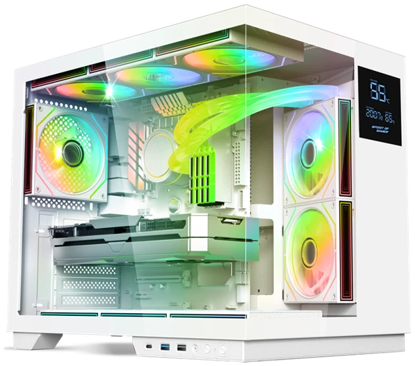 Spirit of Gamer Számítógépház - VIPER CRX White (fekete, ablakos, 6x12cm ventilátor, alsó táp,  ATX, 1x USB-C, 2x USB-A)