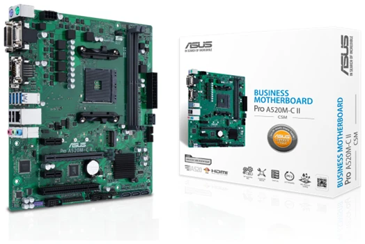 Asus Alaplap - AMD PRO A520M-C II/CSM AM4 (A520, 2xDDR4 4866MHz, 1xGBE LAN, 1xM.2, HDMI/DP/DVI/D-sub)