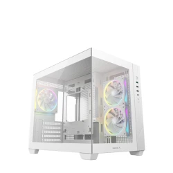 DeepCool Számítógépház - CG330 3F WH (fehér, ablakos, 3x12cm A-RGB, BTF, mATX, 2xUSB3.0, 1xUSB2.0)
