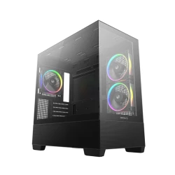 DeepCool Számítógépház - CG380 3F (fekete, ablakos, 3x12cm A-RGB, BTF, mATX, 2xUSB3.0, 1xUSB2.0)