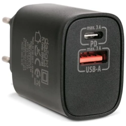 Delight Telefon töltő - 1db Type-C + 1db USB PD20W gyorstöltéssel, Fekete