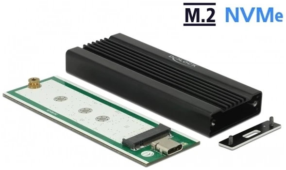 Delock HDD Ház - 42600 (M.2 NVME PCIe SSD(2280, 2260, 2242, 2230) -> USB 10Gbps (USB3.1 Gen2) USB Type-C anya)