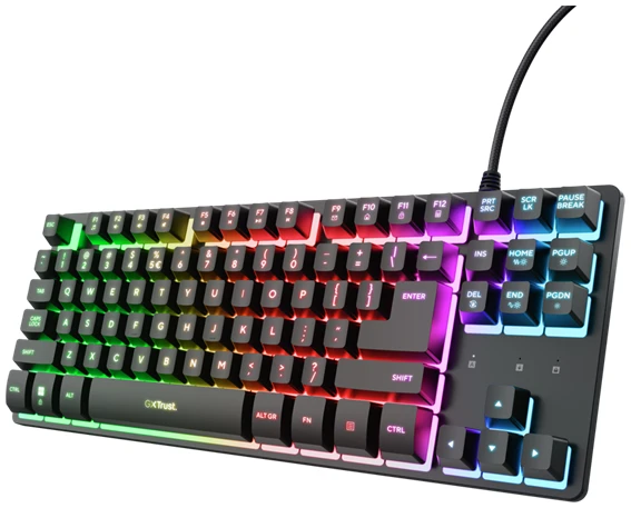 Trust Billentyűzet Gamer - GXT833 Thado TKL (LED háttérvilágítás; USB; fekete; magyar)