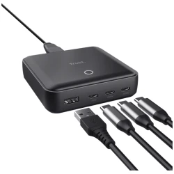 Trust Telefon töltő - Maxo (4 port; 100W; USB + 3x USB-C; fekete)