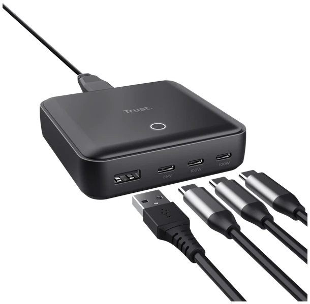 Trust Telefon töltő - Maxo (4 port; 100W; USB + 3x USB-C; fekete) 1 Trust Telefon töltő - Maxo (4 port; 100W; USB + 3x USB-C; fekete)