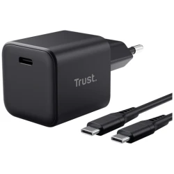 Trust Telefon töltő - Maxo Ultra-small (65W; USB-C; + 2m kábel; fekete)