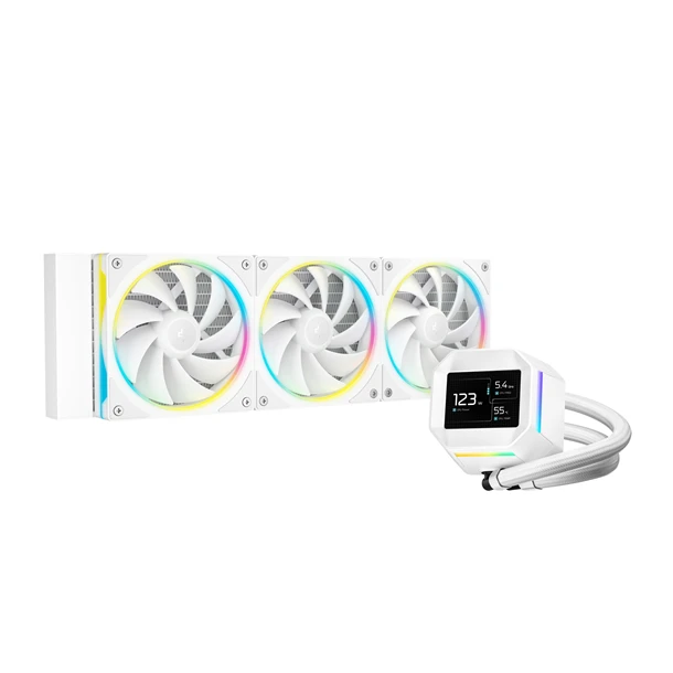 DeepCool CPU Water Cooler - LM360 WH (max 36,07dB; max. 122,52 m3/h; 3x12cm, LED kijelző, fehér)