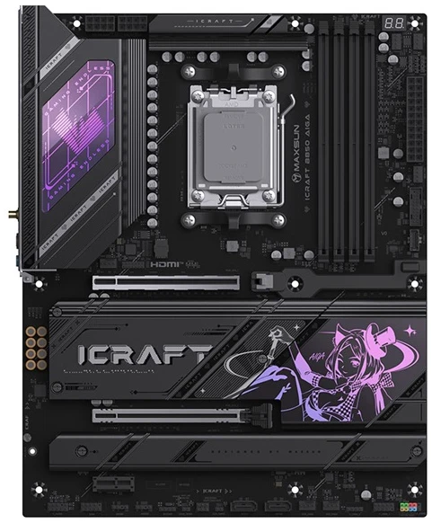 Maxsun Alaplap - AMD MS-ICRAFT B850 AIGA AM5 (B850, ATX, 4xDDR5 8400MHz, 2xSATA3, 4xM.2, HDMI, DP)