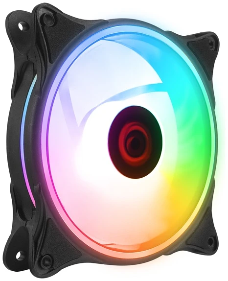 Rampage Cooler 12cm - GLARE F50 (64,56 m3/h, ház hűtésre, Rainbow LED, fekete)